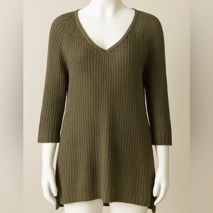 Coldwater Creek Women’s Sweater 1X  (16W-18W) Green Metallic Knit Pullover Tunic